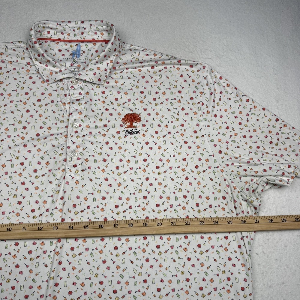 Johnnie-O Polo Mens 2XL Cocktail Print Golf Featherweight Oak Tree National - Picture 5 of 7